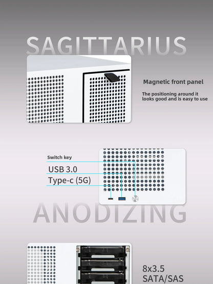 White 8-Bay NAS Chassis for MATX Build & Storage