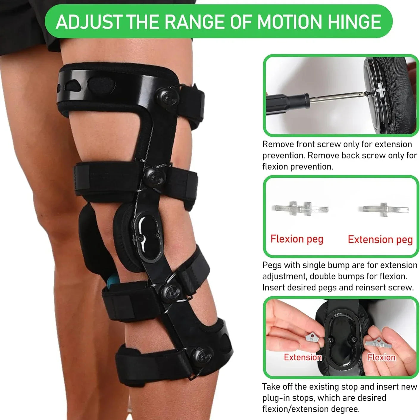 Hinged Knee Brace Right Leg Support for Sports Injuries