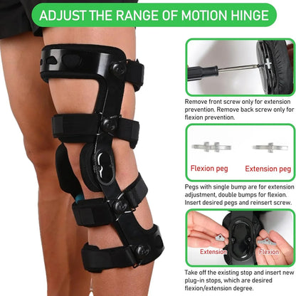 Hinged Knee Brace Right Leg Support for Sports Injuries
