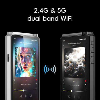 Portable Silver HIFI Music Player WiFi Bluetooth 5.0