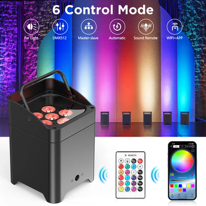 Rechargeable LED Par Stage Lights 2 Pack with WiFi Control