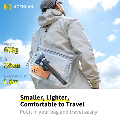 3-Axis Smartphone Gimbal Stabilizer with AI Tracking & Fill Light