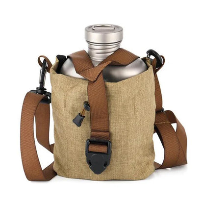 Titanium Camping Mess Kit with Water Bottle Ultralight Outdoor Set
