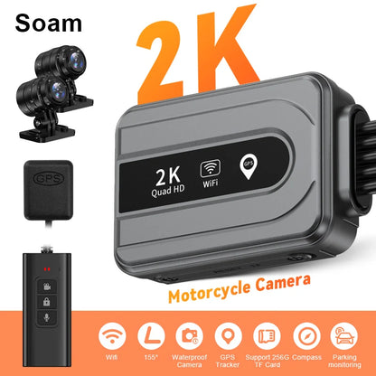 2K Motorcycle Dash Cam Front & Rear Wi-Fi GPS 128GB