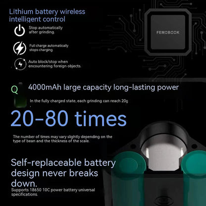 Portable USB Electric Grinder Black 7-Core Burr 4000mAh