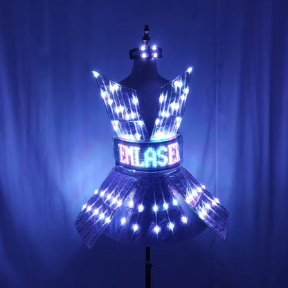 Shiny Laser Mirror Party Dress with LED Light Effects