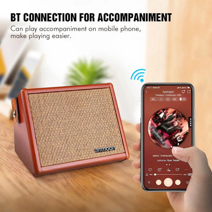 Rechargeable Guitar Amp Speaker with Bass Treble Reverb Control