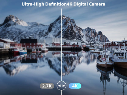 Compact 4K Digital Camera 64MP 18X 32GB Black