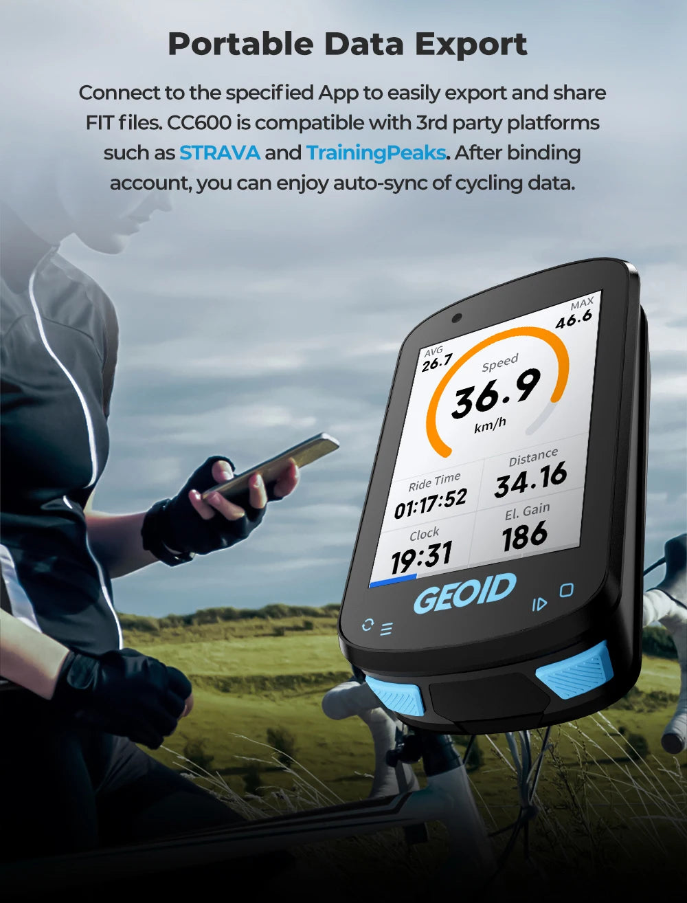 GPS Bike Computer Set with Navigation Color Screen and WiFi