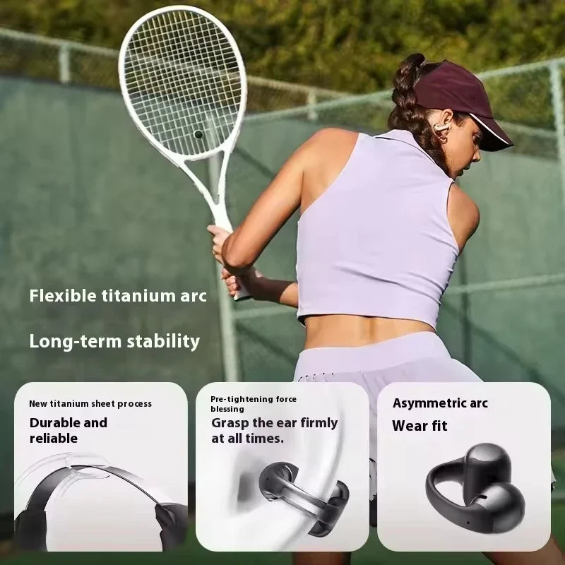 White Bluetooth Ear Clip Headphones Lightweight Hifi