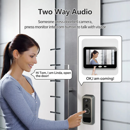 Wireless Video Doorbell with 5" Screen & Two Way Talk