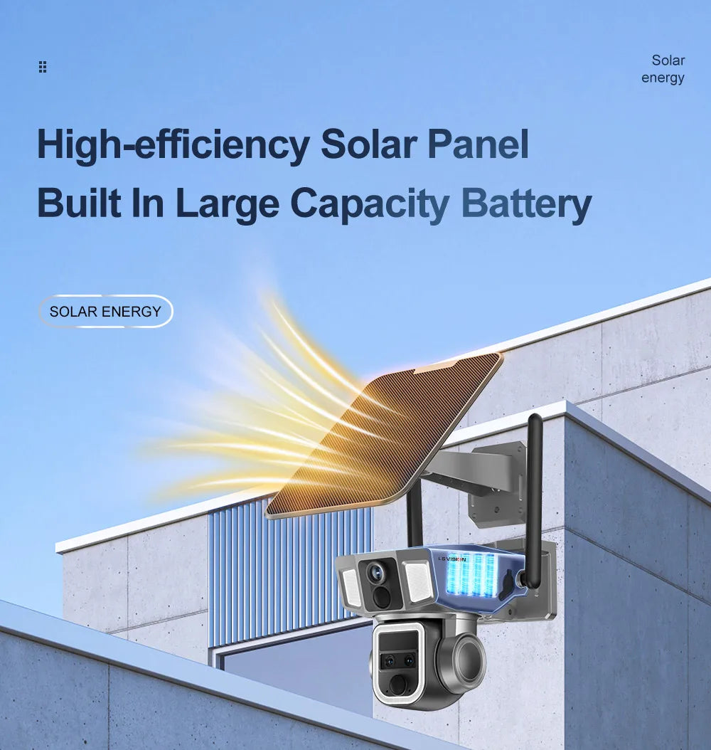 4G Solar Powered 4K Outdoor Security Camera Dual Screen
