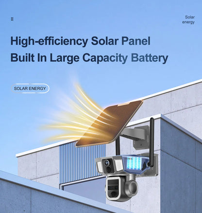 4G Solar Powered 4K Outdoor Security Camera Dual Screen