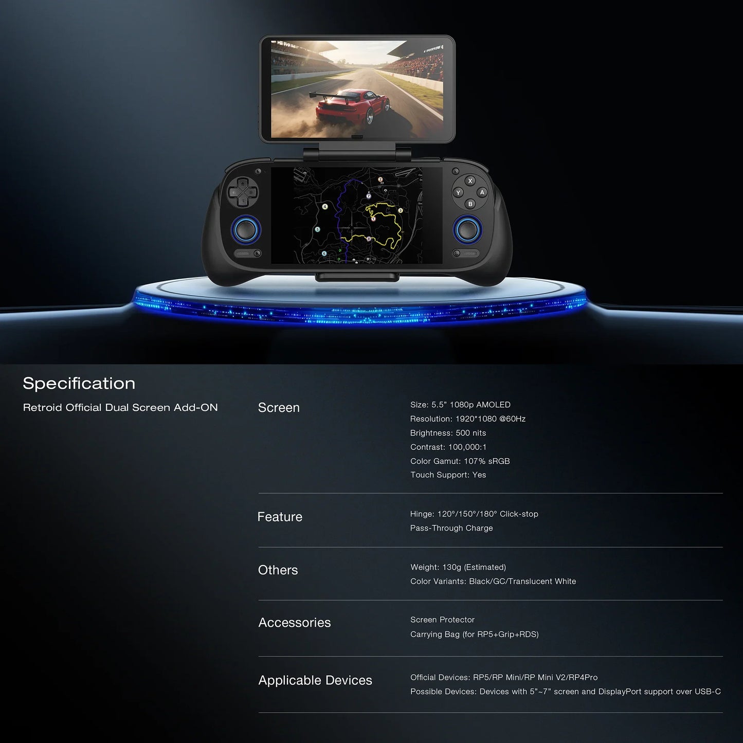 Portable Dual Screen OLED Expansion Display with USB-C