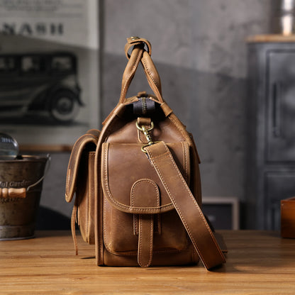 Premium Leather 14” Laptop Work Briefcase Bag