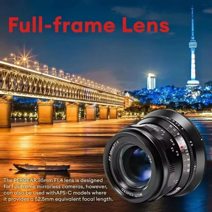 Fast F1.4 35mm Manual Lens for Sony FE Cameras