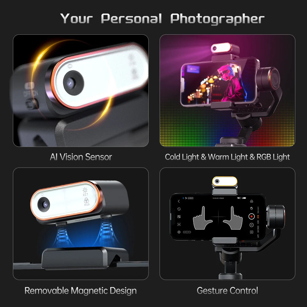 Smartphone Gimbal with 3-Axis Stabilization and Lights