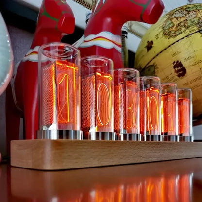 6-Bit Vintage Nixie Tube Clock LED Desktop Display Retro Amber