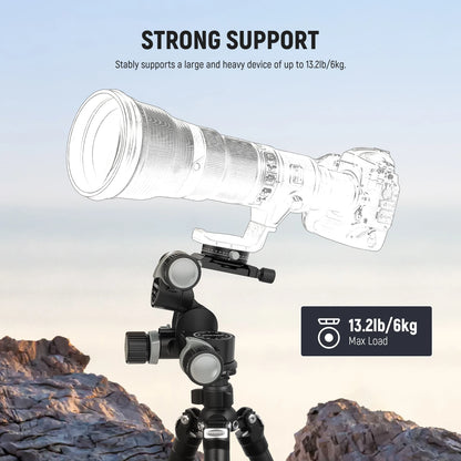 3-Way Geared Tripod Head with 360° Panoramic Control