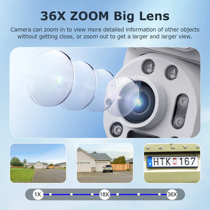 Dual Lens 4G CCTV Camera 128GB 36X Zoom 12MP