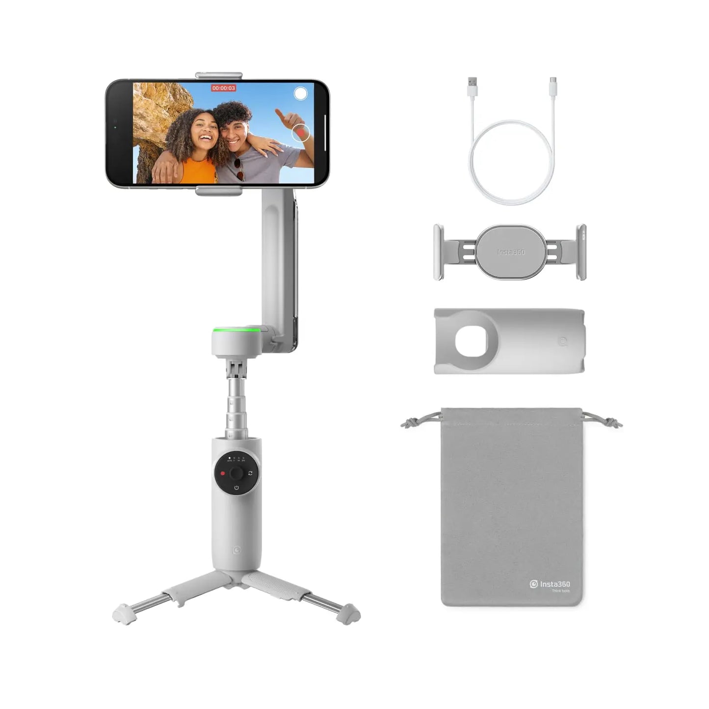 Insta360 Flow Pro Portable 3 Axis Gimbal with AI Tracking and Selfie Stick