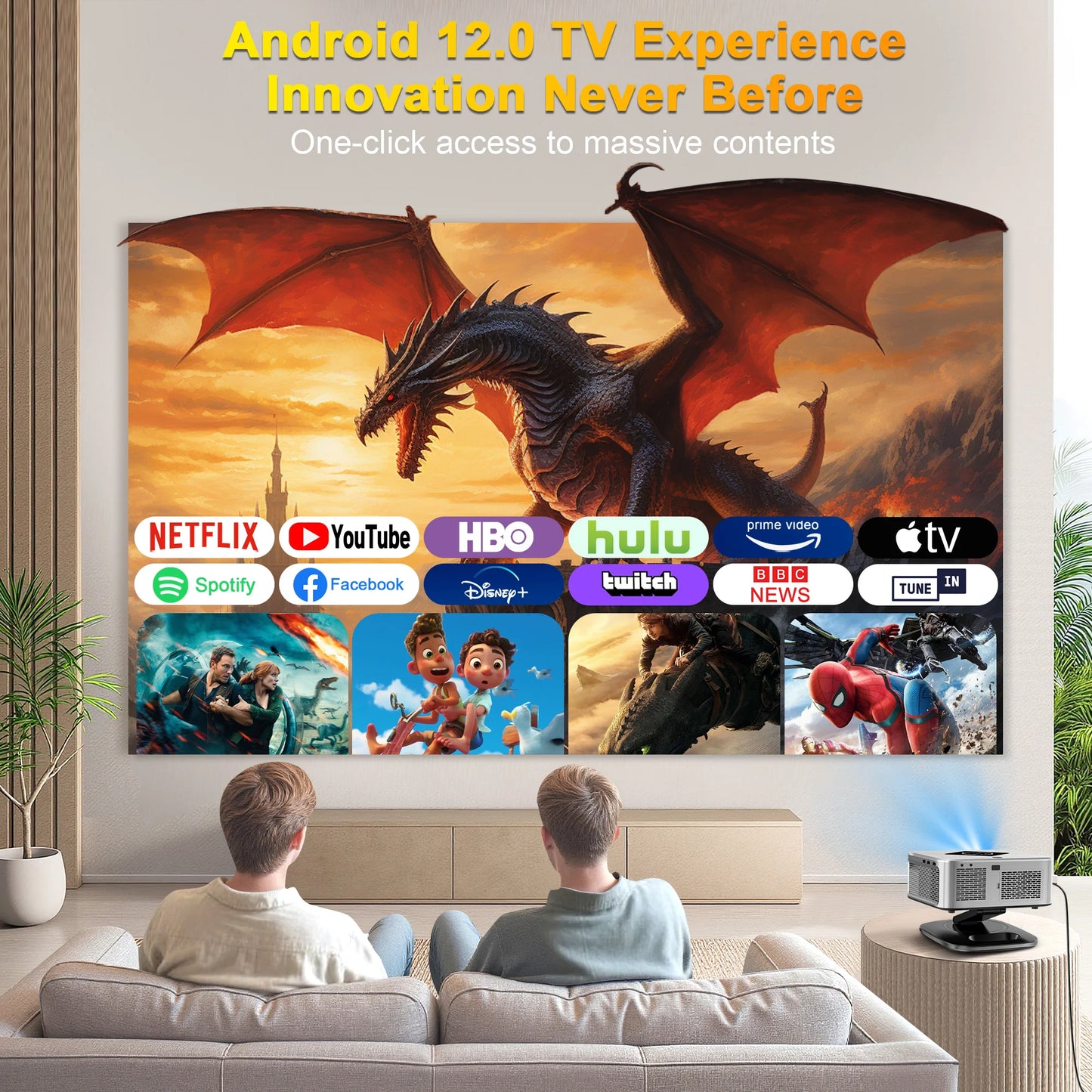 T5PRO Bracket Home Theater Projector 1080P 4K Video Auto Focus