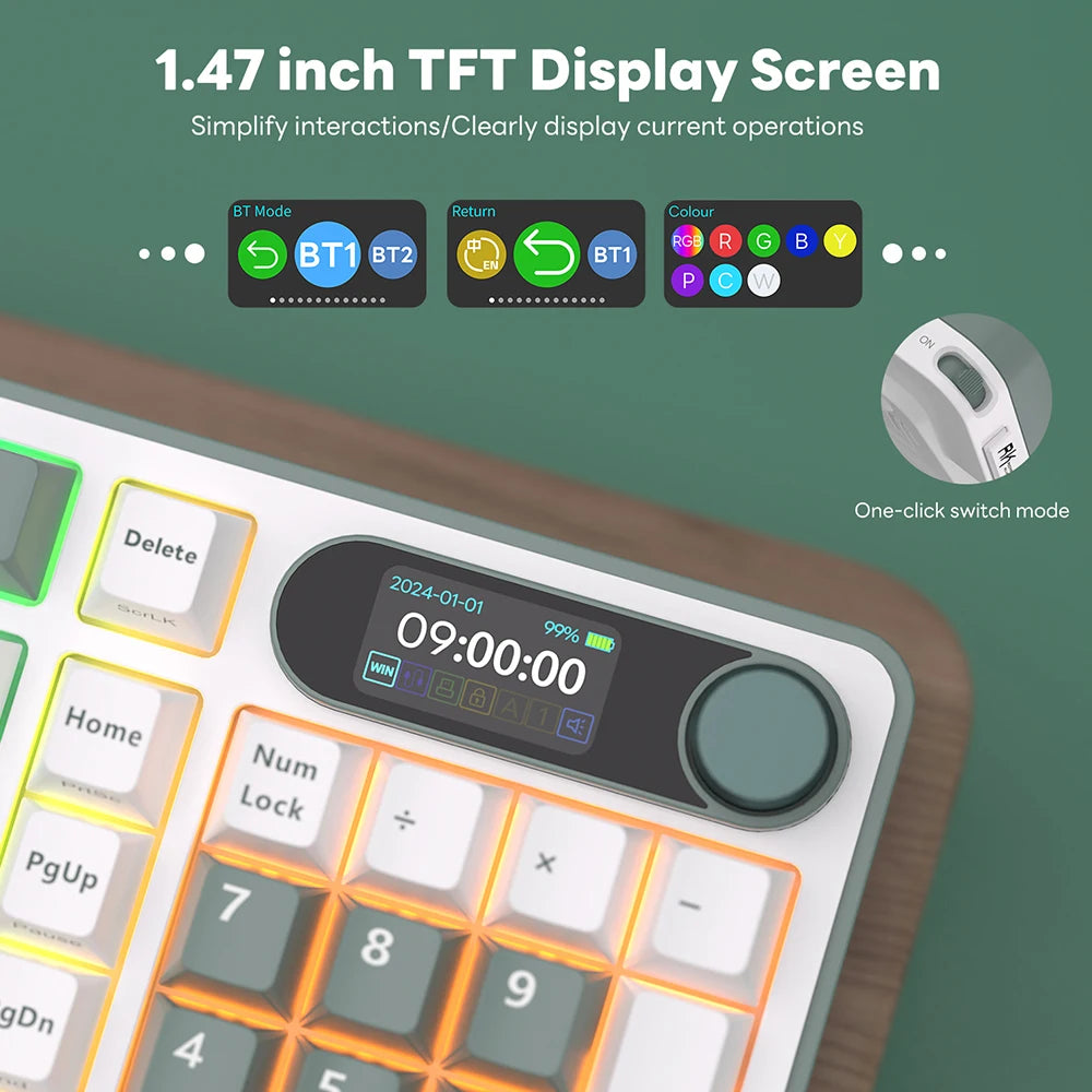 96% Mechanical Gaming Keyboard TFT Screen Brown Switch