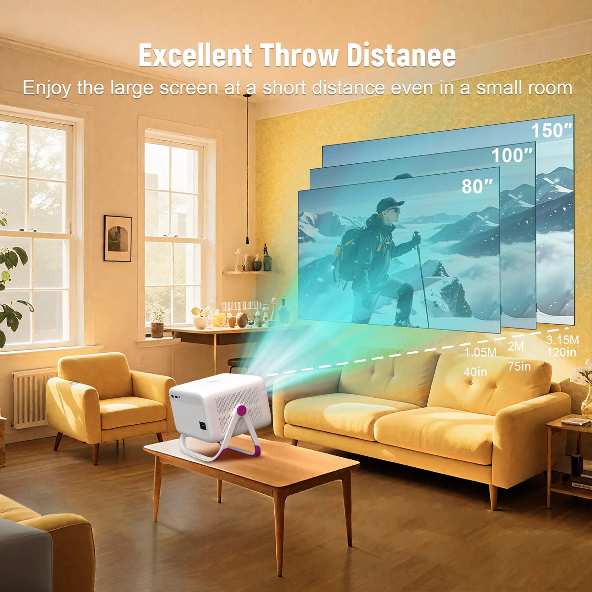 Portable 1080P Projector with Auto Focus Android 11