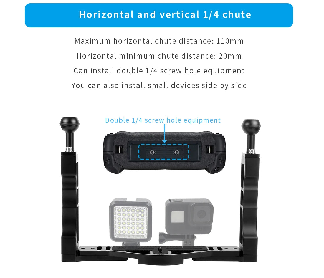 Diving Camera Tray Stabilizer Rig with Dual Handles