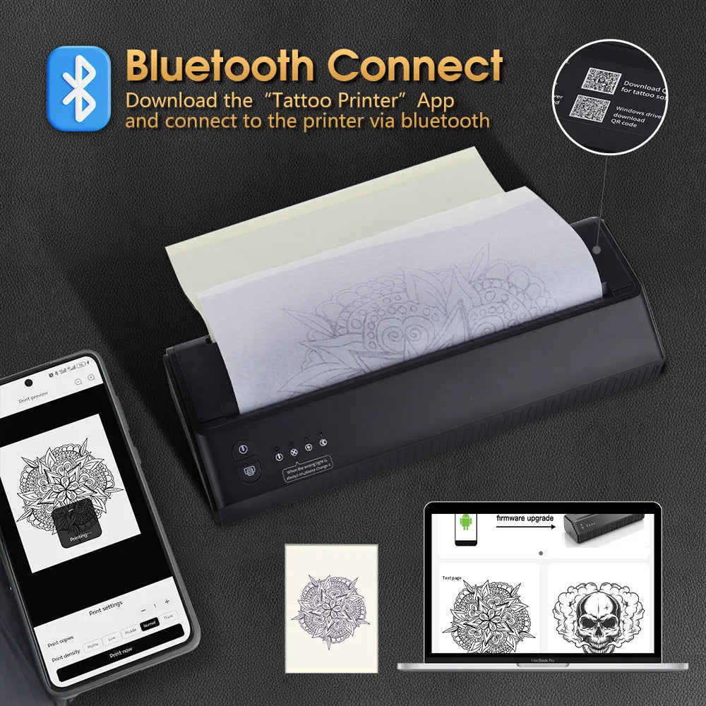 Professional Tattoo Transfer Machine with Battery and Bluetooth