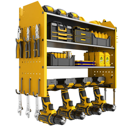 Wall Mounted Tool Storage Rack with Pegboard Side Panels