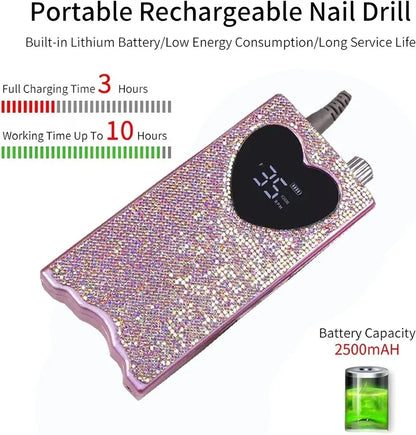 Rechargeable Nail Drill with LED UV Nail Lamp Set