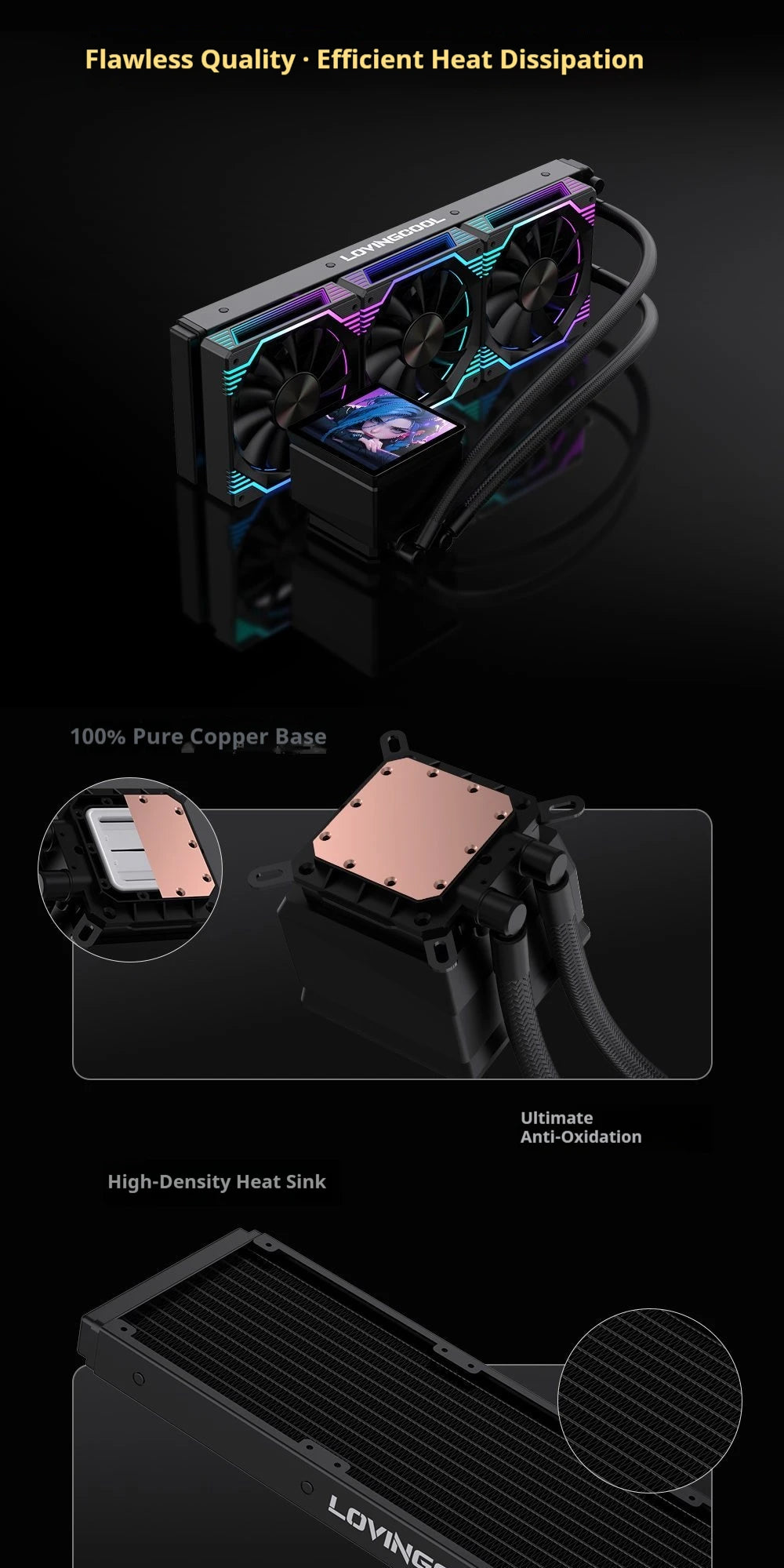 White 240mm AIO Liquid Cooler with 4" Display