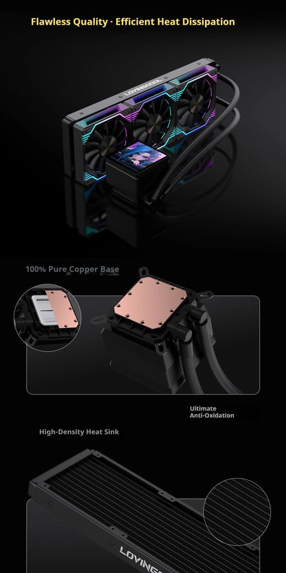 White 240mm AIO Liquid Cooler with 4" Display