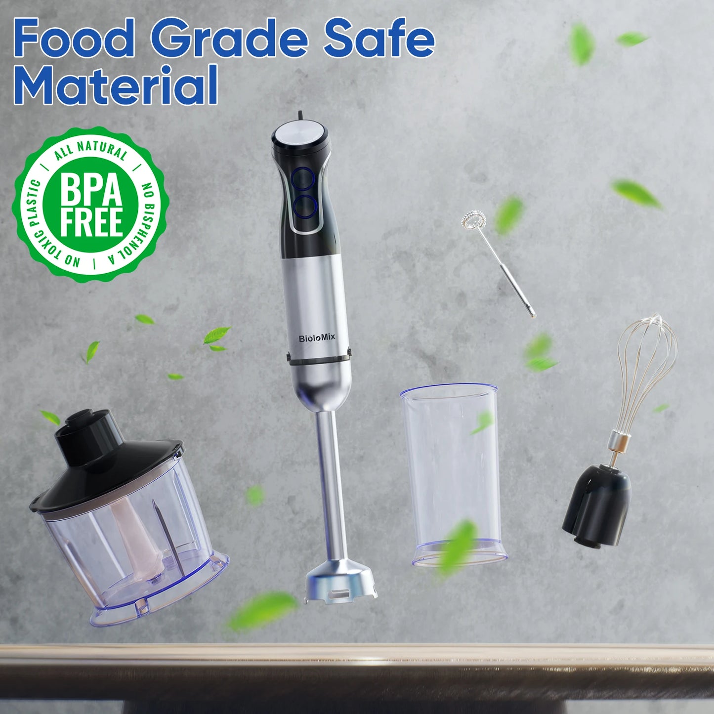 Portable 1500W Hand Blender with Food Processor & Smoothie Maker