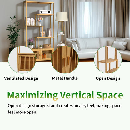 Bamboo Storage Rack with Multi-Level Shelves for Home