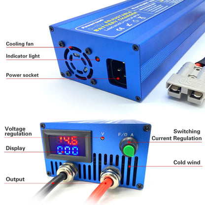 12V 60A LiFePO4 Fast Battery Charger Adjustable
