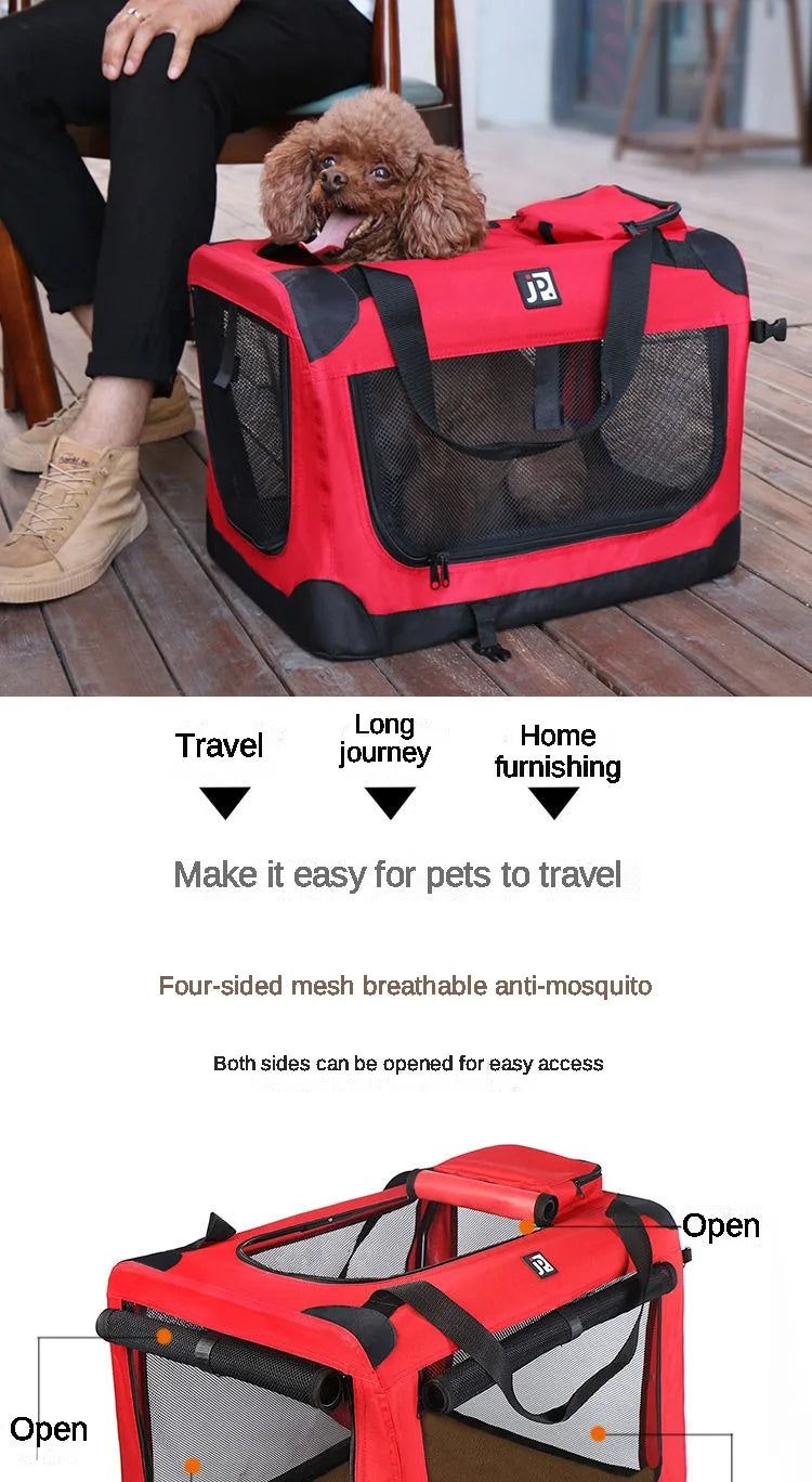 Pink Lightweight Foldable Pet Travel Bag for Car Trips 82×58×58cm