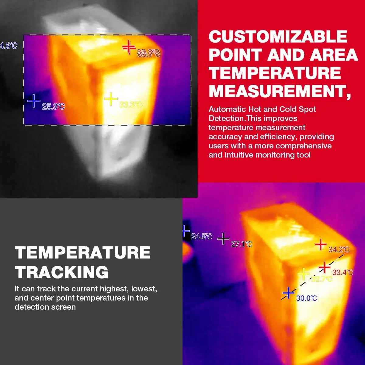 Android Thermal Camera Infrared Imager High Low Temperature Tracking