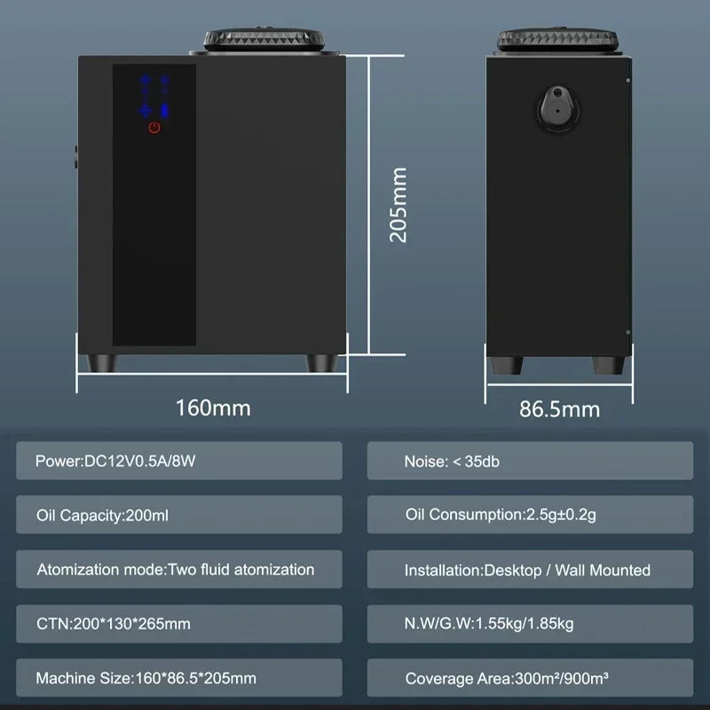 Professional Scent Diffuser 200ml App Controlled HVAC