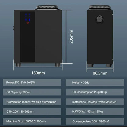 Professional Scent Diffuser 200ml App Controlled HVAC