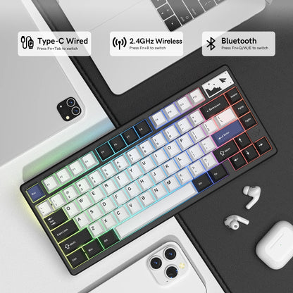 Wireless Mechanical Keyboard 75 Percent RGB Hot Swap Black