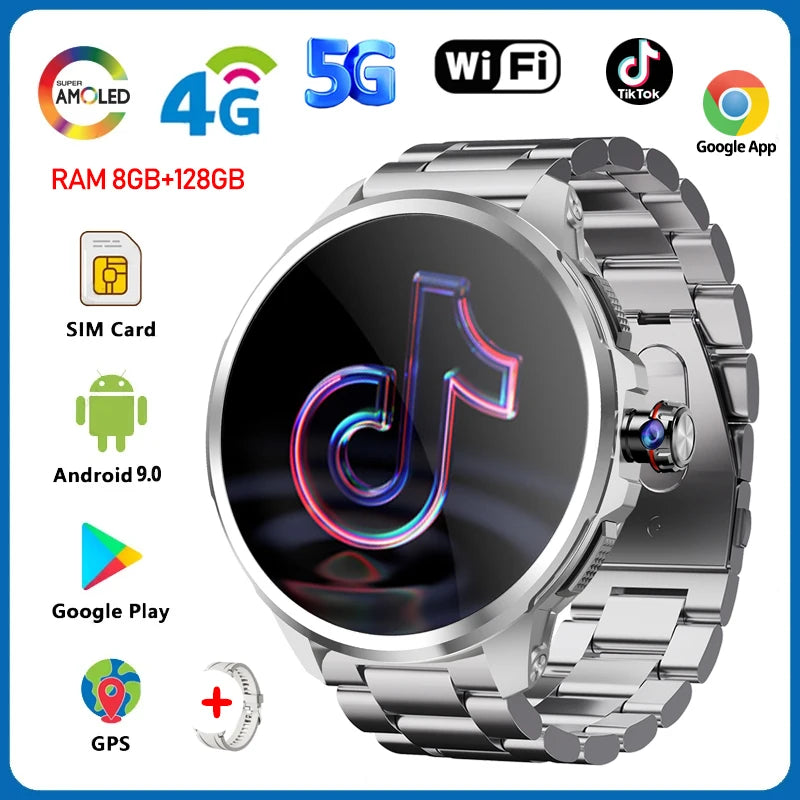 5G Smartwatch Steel Silver 2100mAh Battery GPS & WiFi