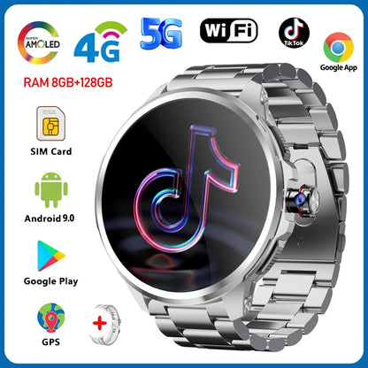 5G Smartwatch Steel Silver 2100mAh Battery GPS & WiFi