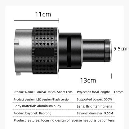 Bowens Mount Flash Snoot with Conical Lens Kit
