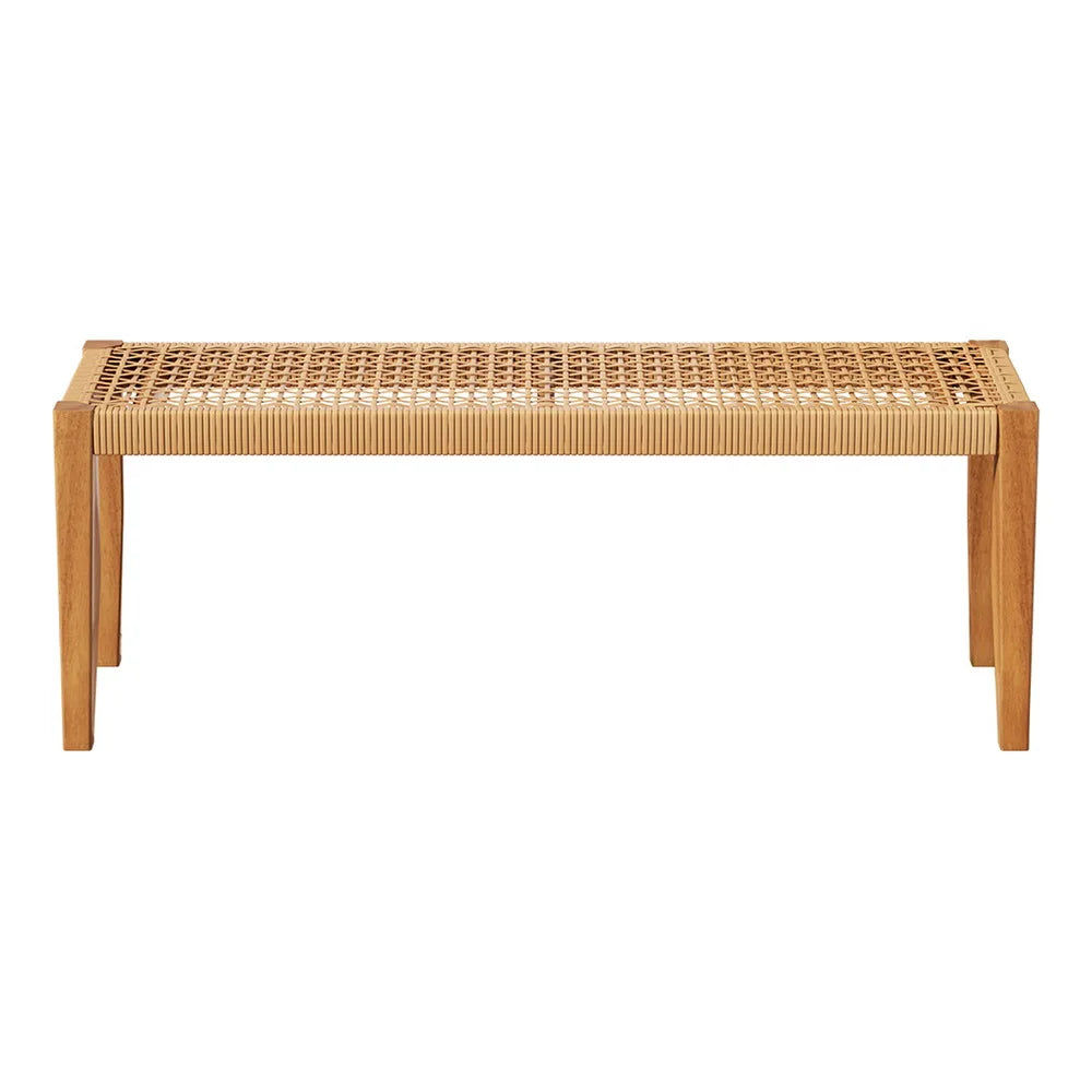 Acacia Wood Patio Bench 2-Seater Outdoor Dining Seat