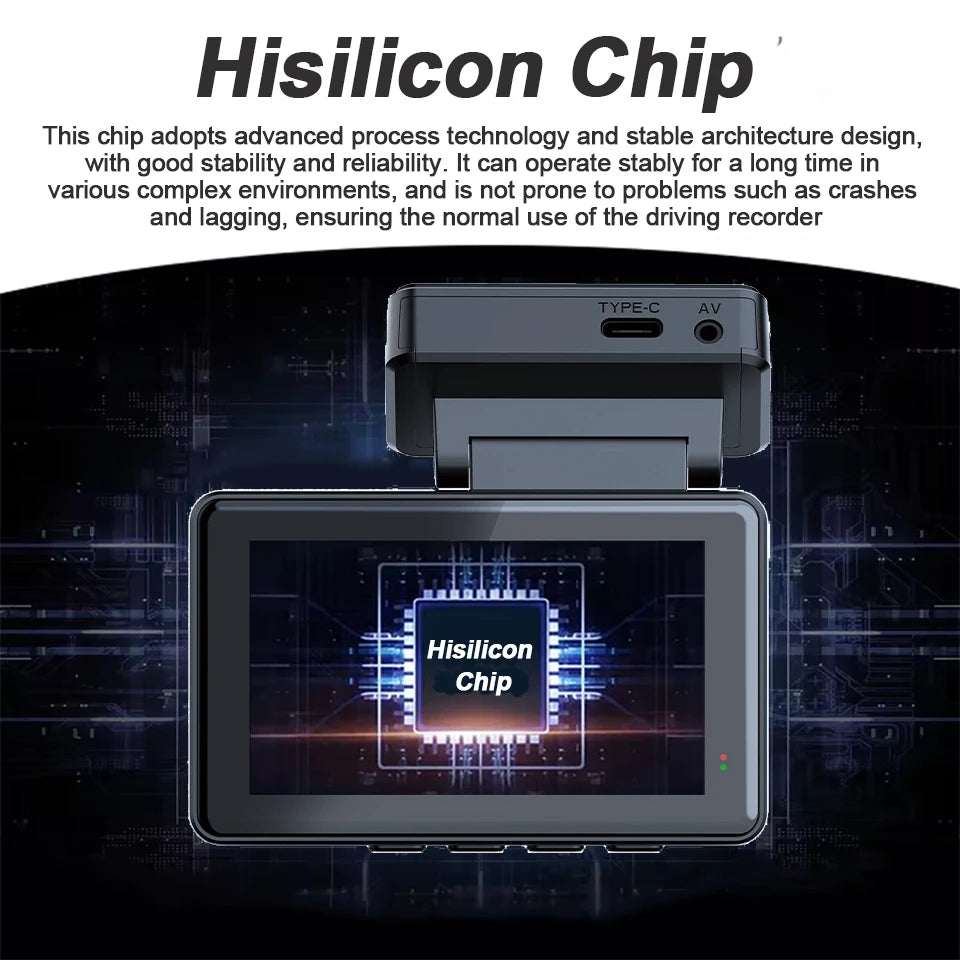 4K Dash Cam Dual Lens GPS WiFi 3 Inch 1080P Rear Camera