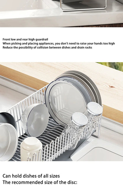 Compact 1-Layer Dish Rack with Drainboard & Utensils
