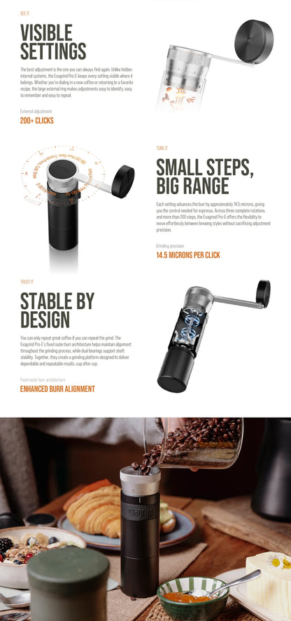 Manual Coffee Grinder with 38mm Stainless Steel Conical Burrs