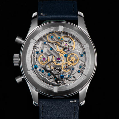 Mechanical Pilot Wristwatch with Luminous Blue Dial
